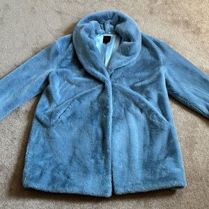 Adrienne Landau Light Blue Faux Fur Coat